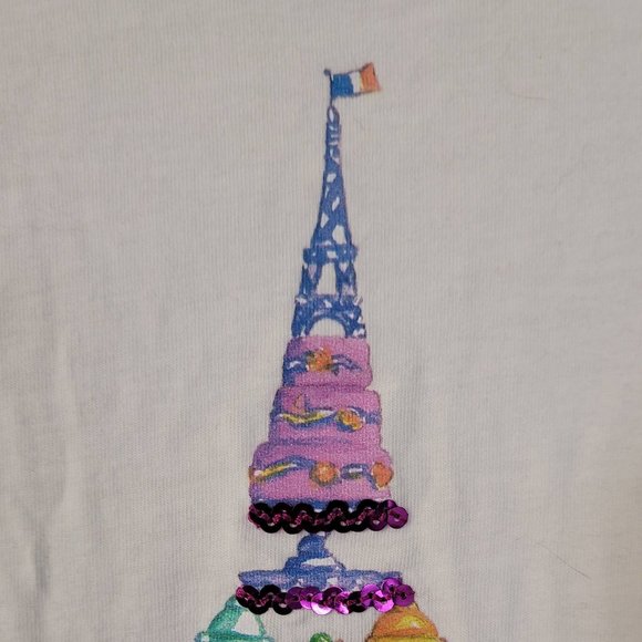 HTF Lands End Paris Macaroon Candy Cupcakes Girls Long Sleeve Graphic Tee Sz M - Picture 4 of 15